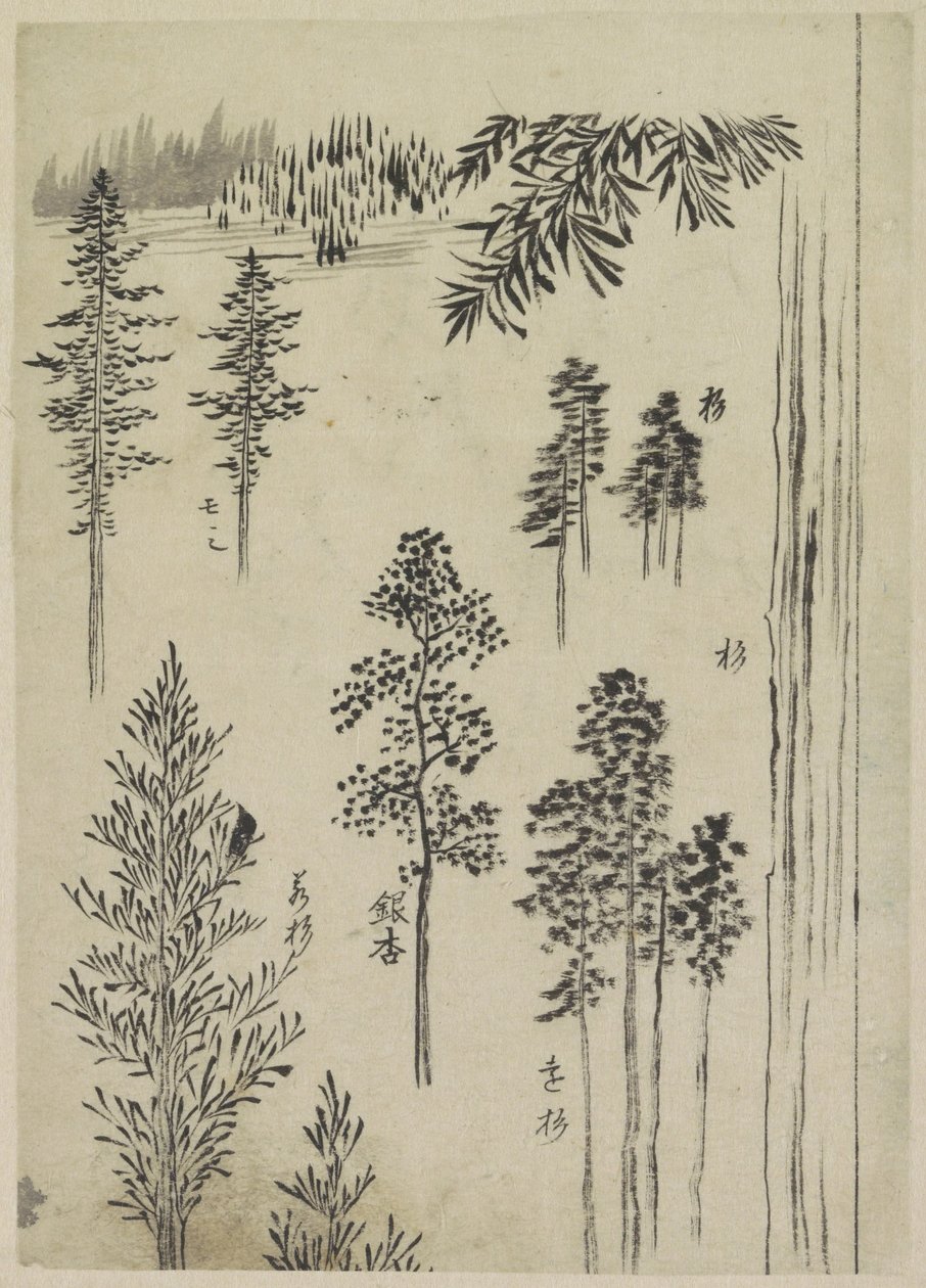 Landschap met bomen door Katsushika Hokusai (possibly)