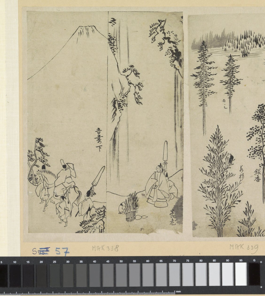 Ruiter met gevolg en de begroeting van daimyo door Katsushika Hokusai (possibly)