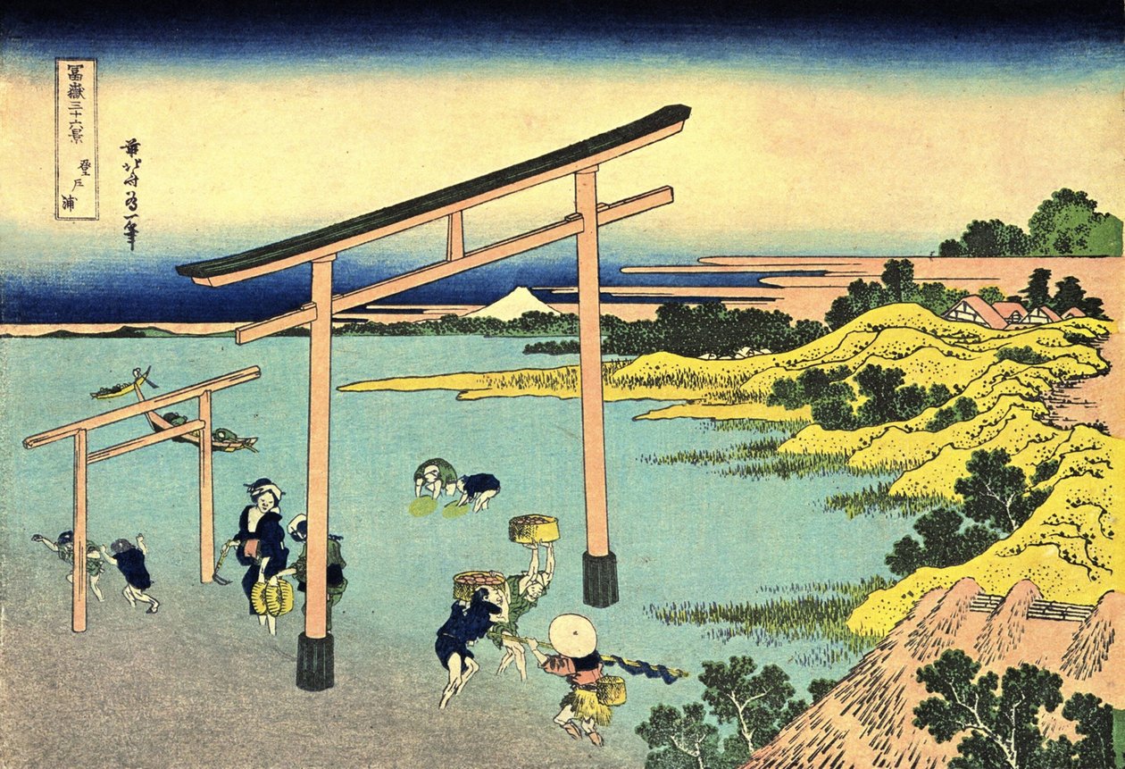36 uitzichten op de berg Fuji, Japan: de baai van Noboto, Japan door Katsushika Hokusai