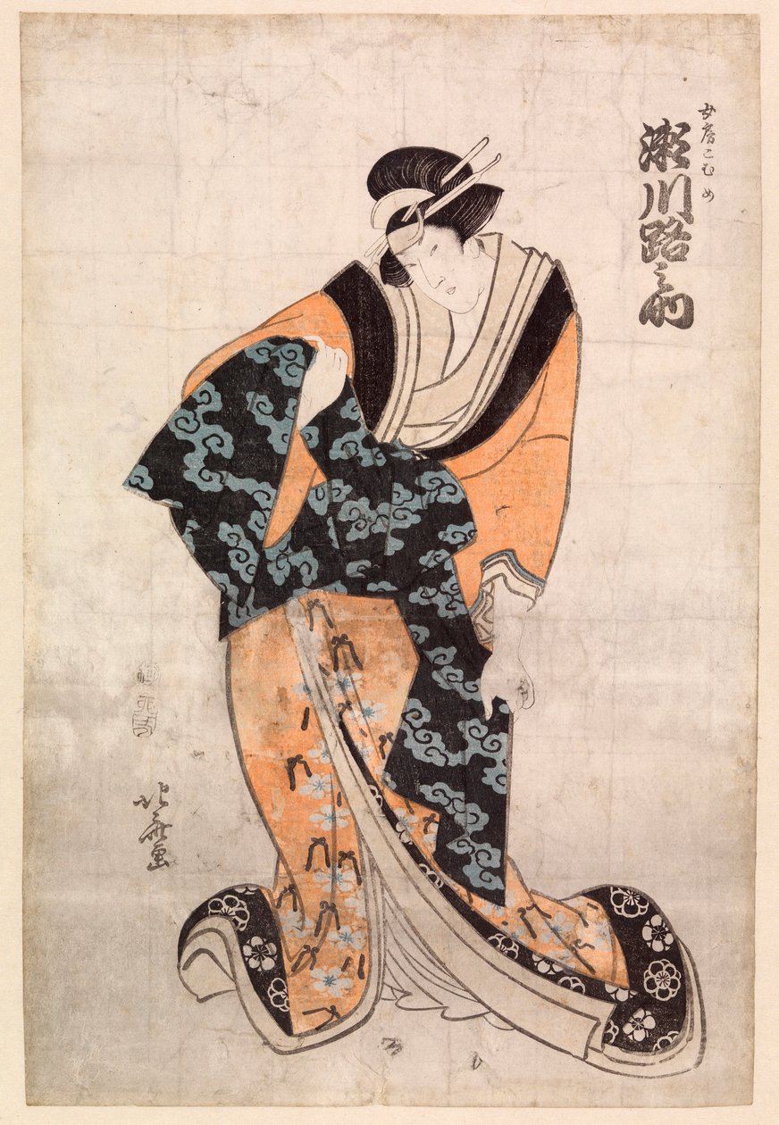 Acteur, Segawa Michinosuke, in de rol van de courtisane Omune door Katsushika Hokusai