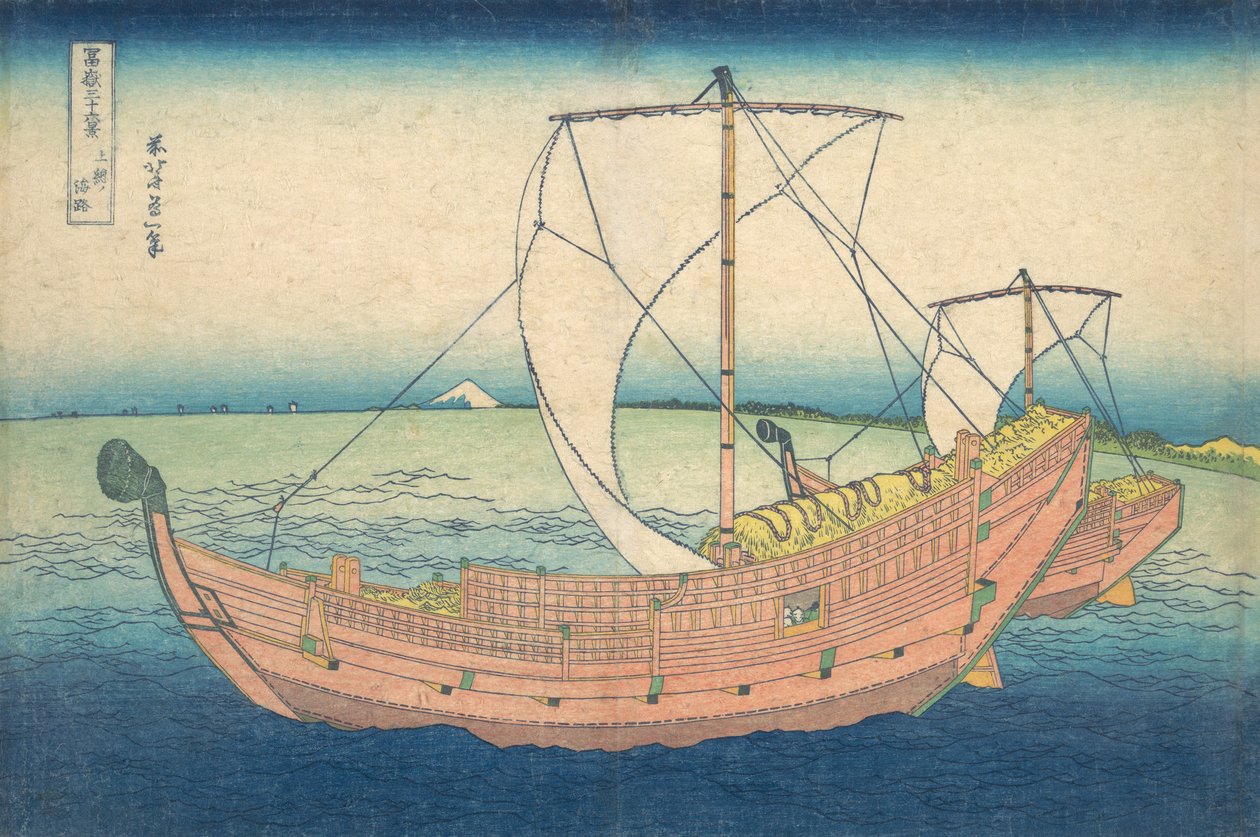 Op Zee bij Kazusa, uit de serie Zesendertig Zichten op de Berg Fuji, ca. 1830-32 door Katsushika Hokusai