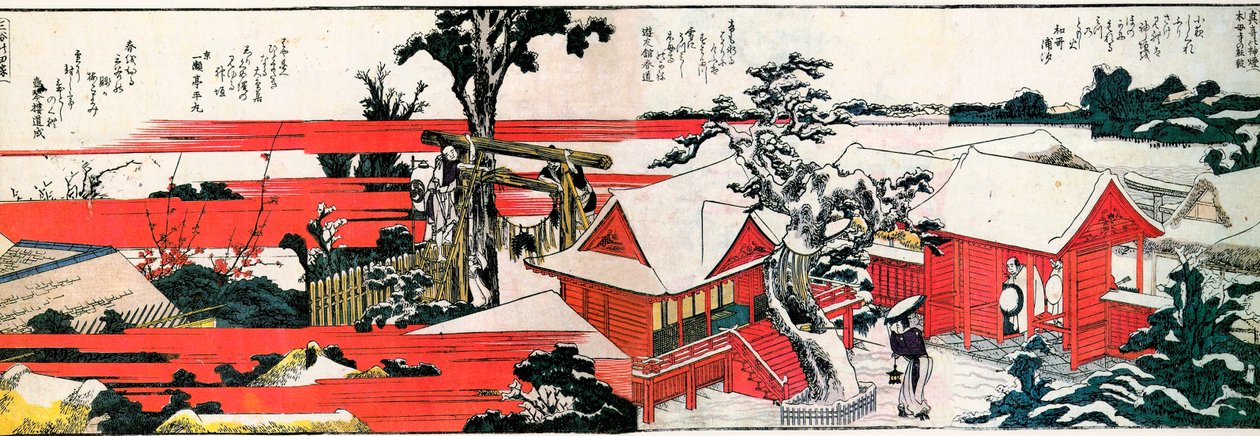 Aan de oever van de Sumida-rivier door Katsushika Hokusai