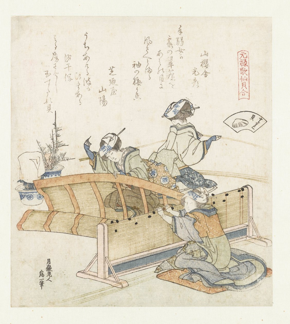 Bamboescherm schelp door Katsushika Hokusai