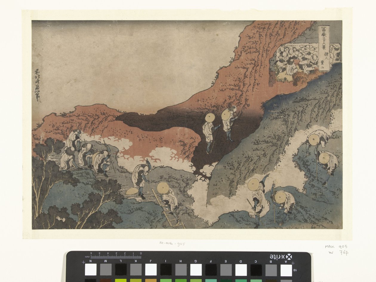 Bergbeklimmers door Katsushika Hokusai