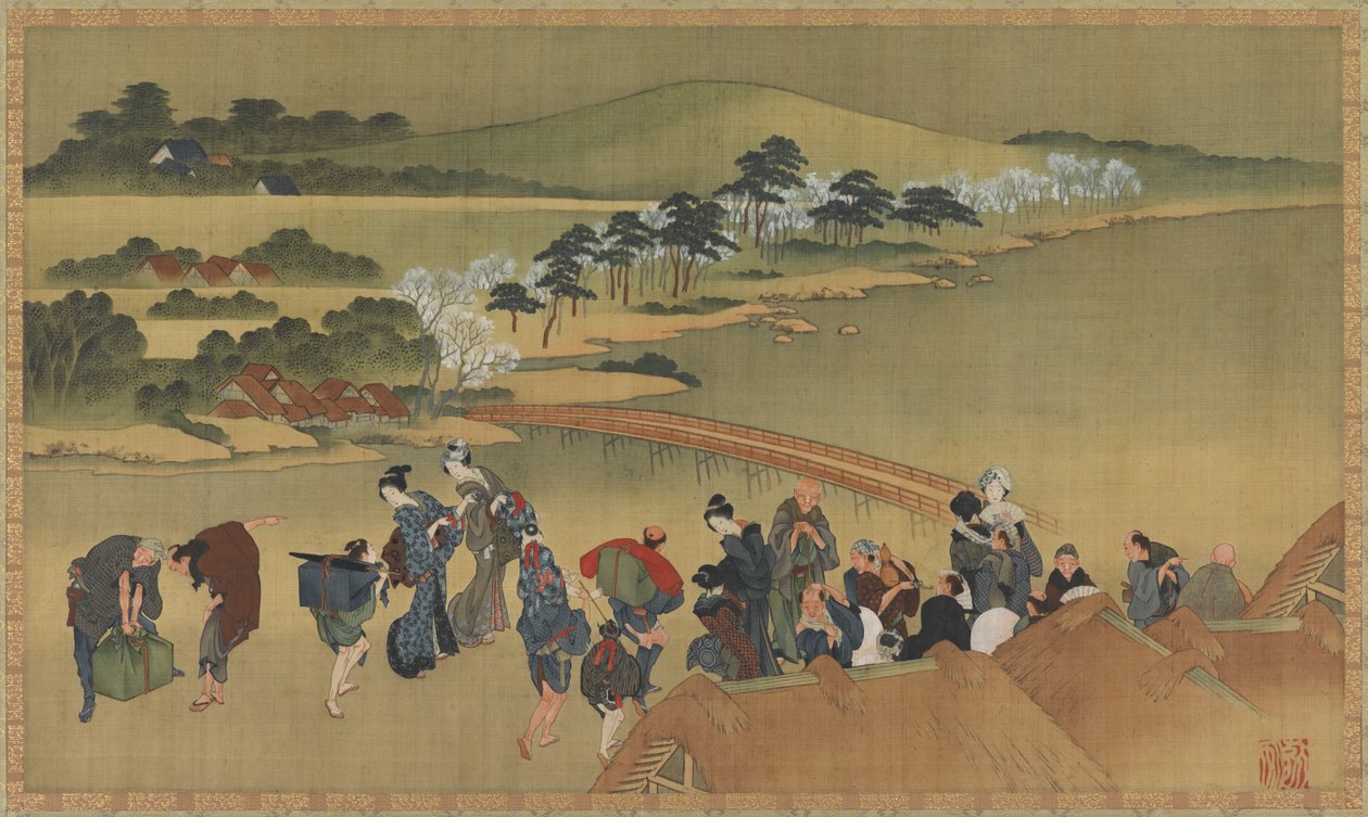 Kersenbloesem bekijken door Katsushika Hokusai