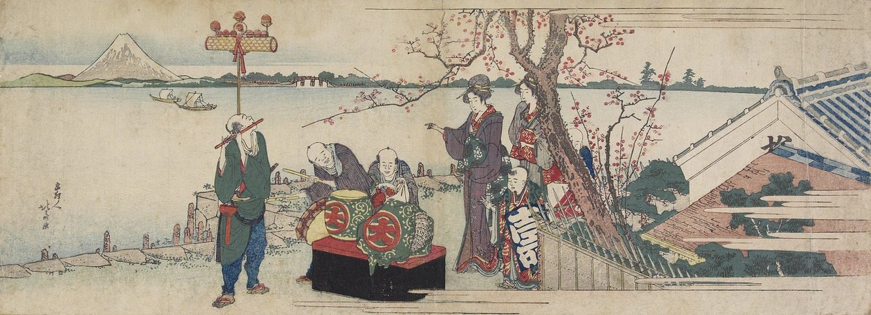 Daikagura-artiesten door Katsushika Hokusai