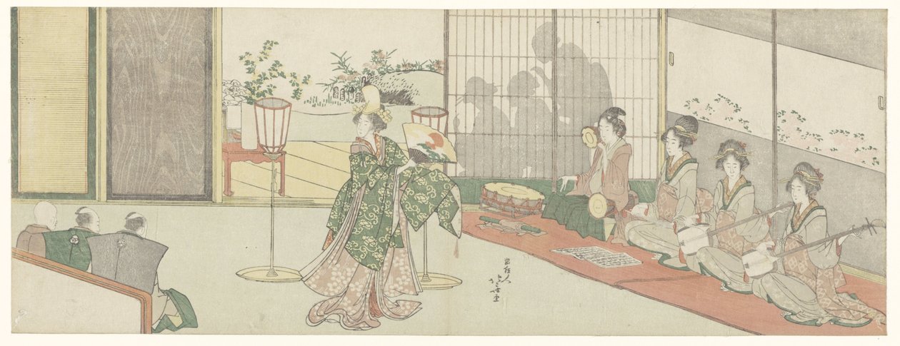 Dansvoorstelling door Katsushika Hokusai