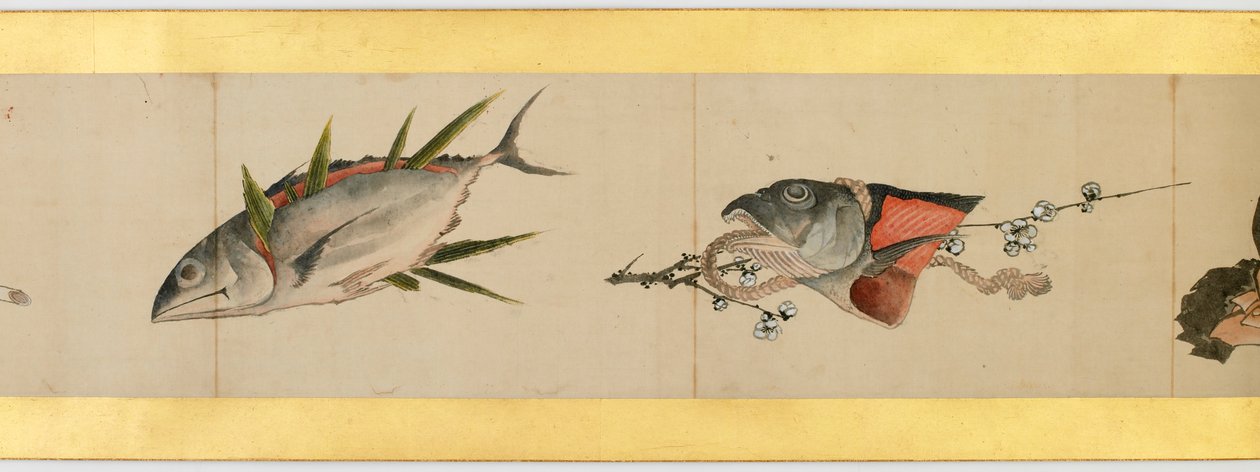 Detail van Handrol met Diverse Beelden, Edo-periode door Katsushika Hokusai