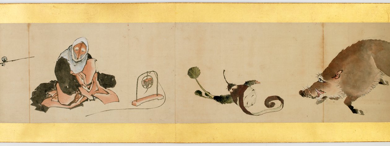 Detail van Handrol met Diverse Beelden, Edo Periode door Katsushika Hokusai