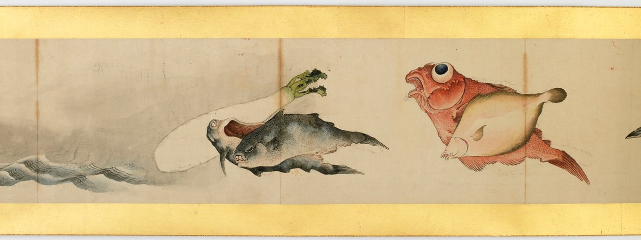 Detail van Handrol met Diverse Beelden, Edo Periode door Katsushika Hokusai