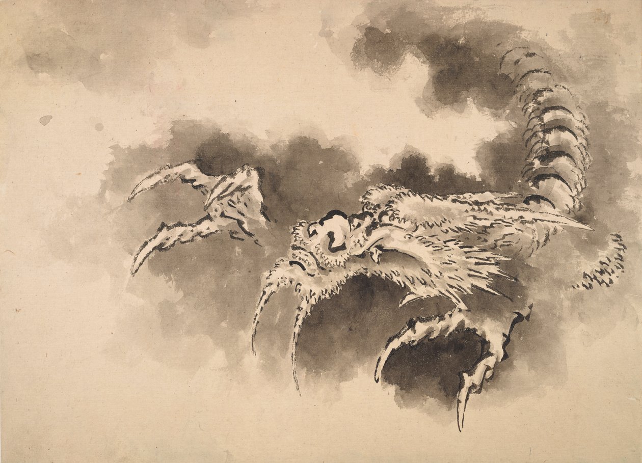 Draak die uit de wolken komt, Edo-periode, 19e eeuw door Katsushika Hokusai