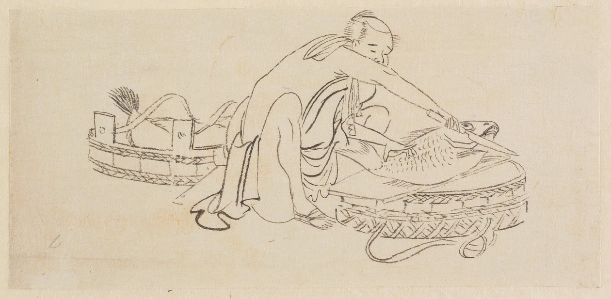 Visverkoper door Katsushika Hokusai