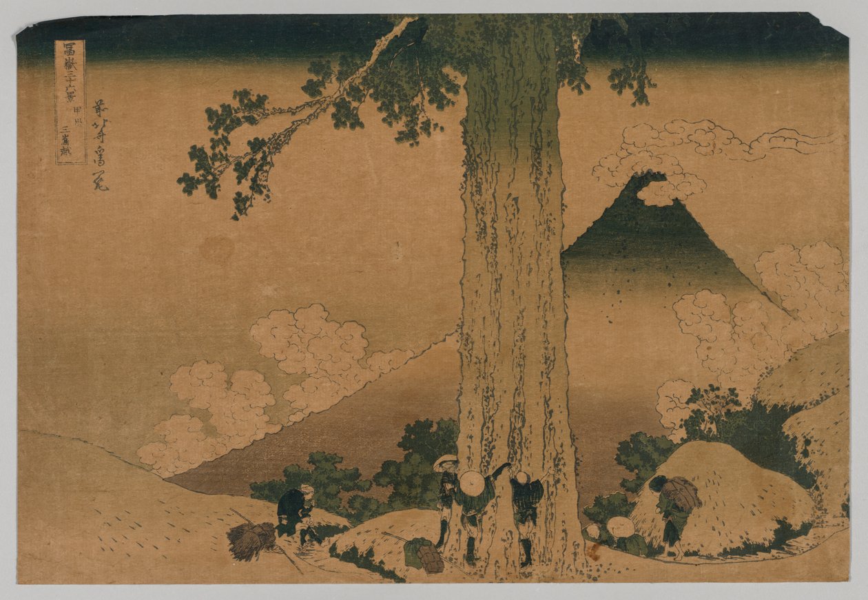 Fuji vanaf de Pas van Mishima, Koshu Provincie door Katsushika Hokusai