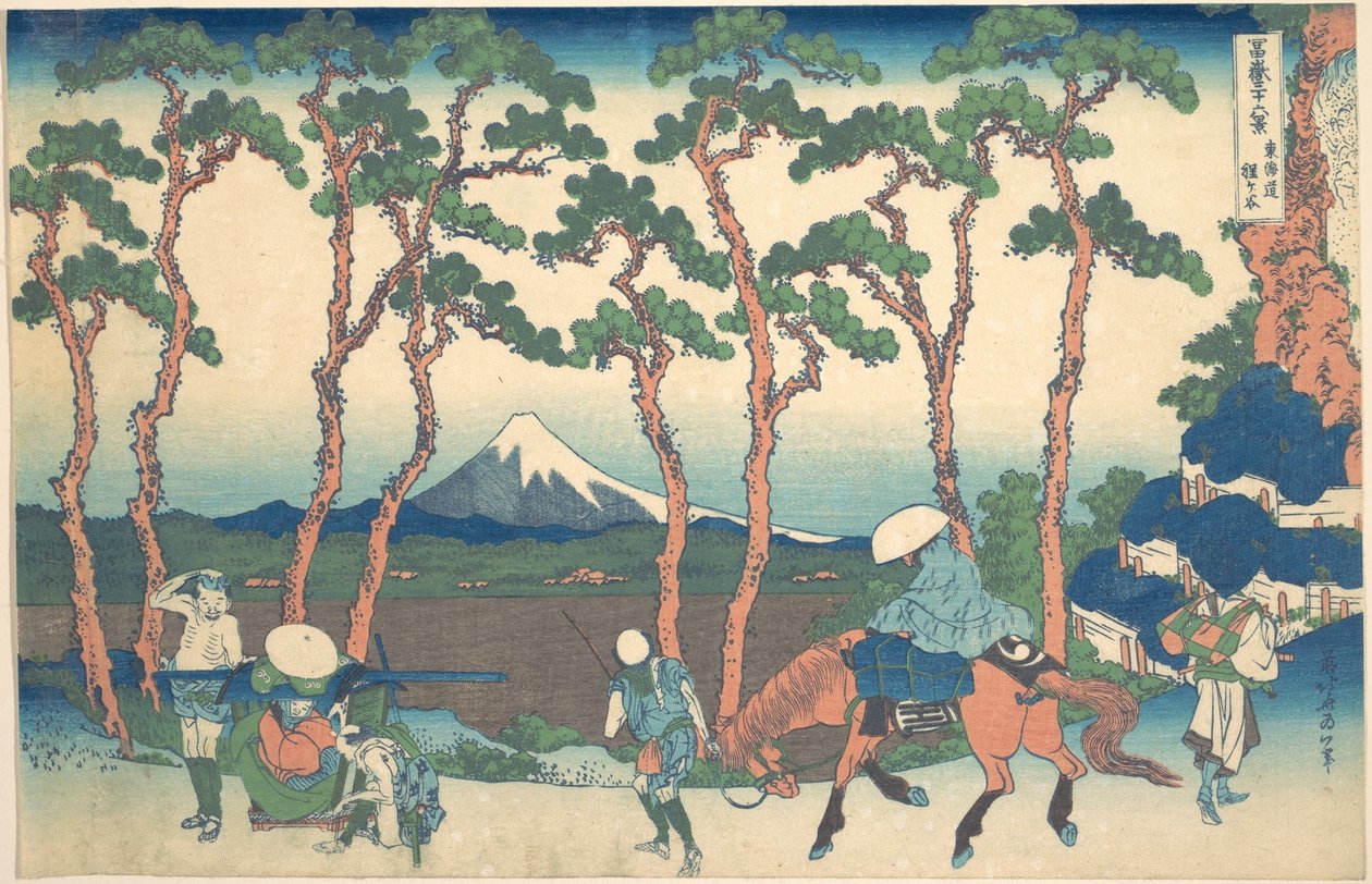 Hodogaya aan de Tōkaidō (Tōkaidō Hodogaya), uit de serie Zesendertig gezichten op de berg Fuji (Fugaku sanjūrokkei) door Katsushika Hokusai