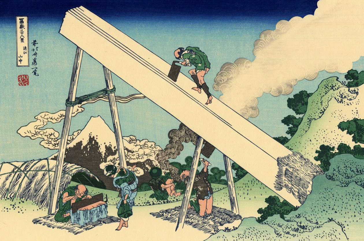 In de Totomi-bergen, ca. 1830 door Katsushika Hokusai