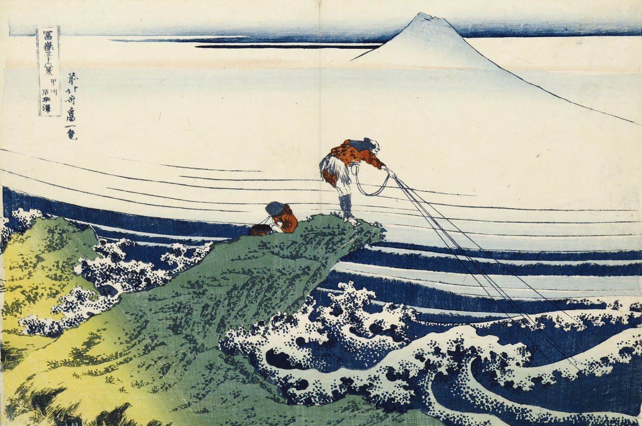 Kajikazawa in de provincie Kai, uit de serie "Zesendertig Zichten op de berg Fuji" door Katsushika Hokusai