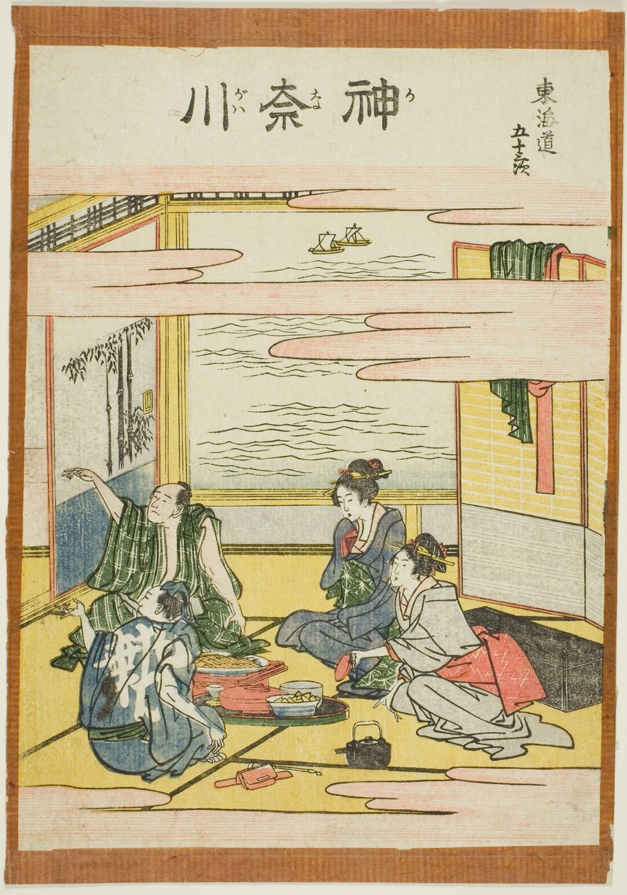 Kanagawa, uit de serie "Drieënvijftig Stations van de Tokaido (Tokaido gojusan tsugi)" door Katsushika Hokusai