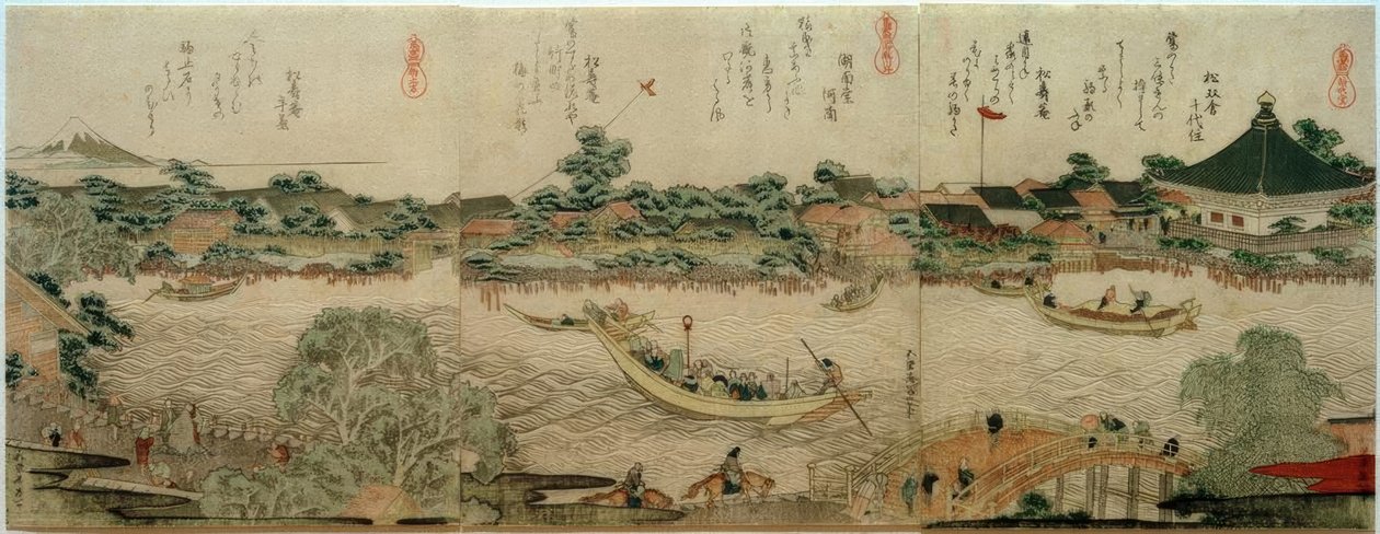 Cultushal van de Komagata-tempel door Katsushika Hokusai