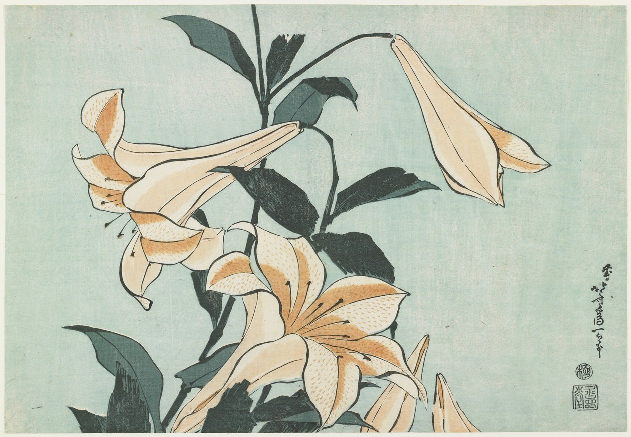 Lelies, ca. 1832 door Katsushika Hokusai