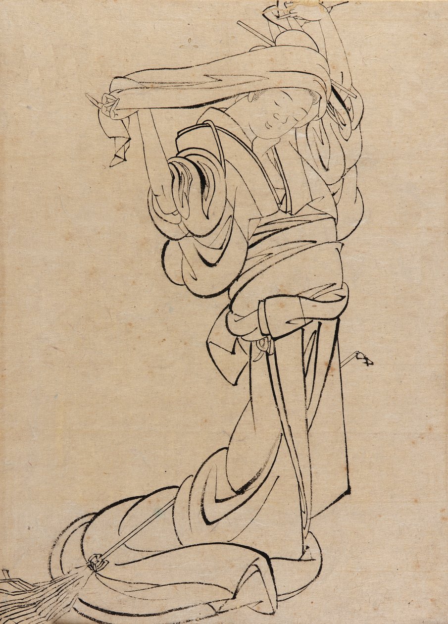 Meisje dat een samisen speelt, laat 18e-begin 19e eeuw door Katsushika Hokusai