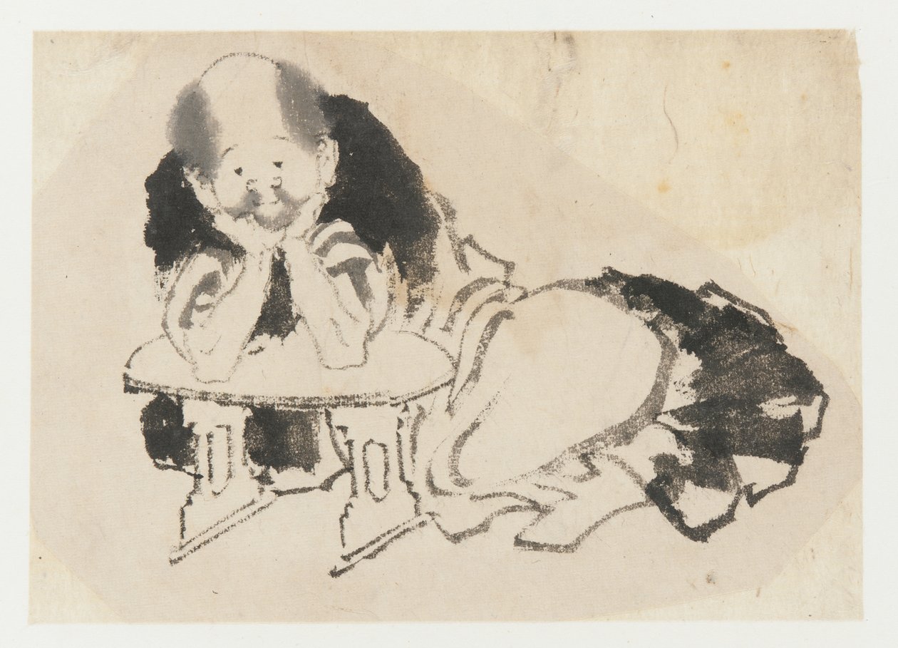 Man zittend met een armleuning, Edo-periode, 19e eeuw door Katsushika Hokusai