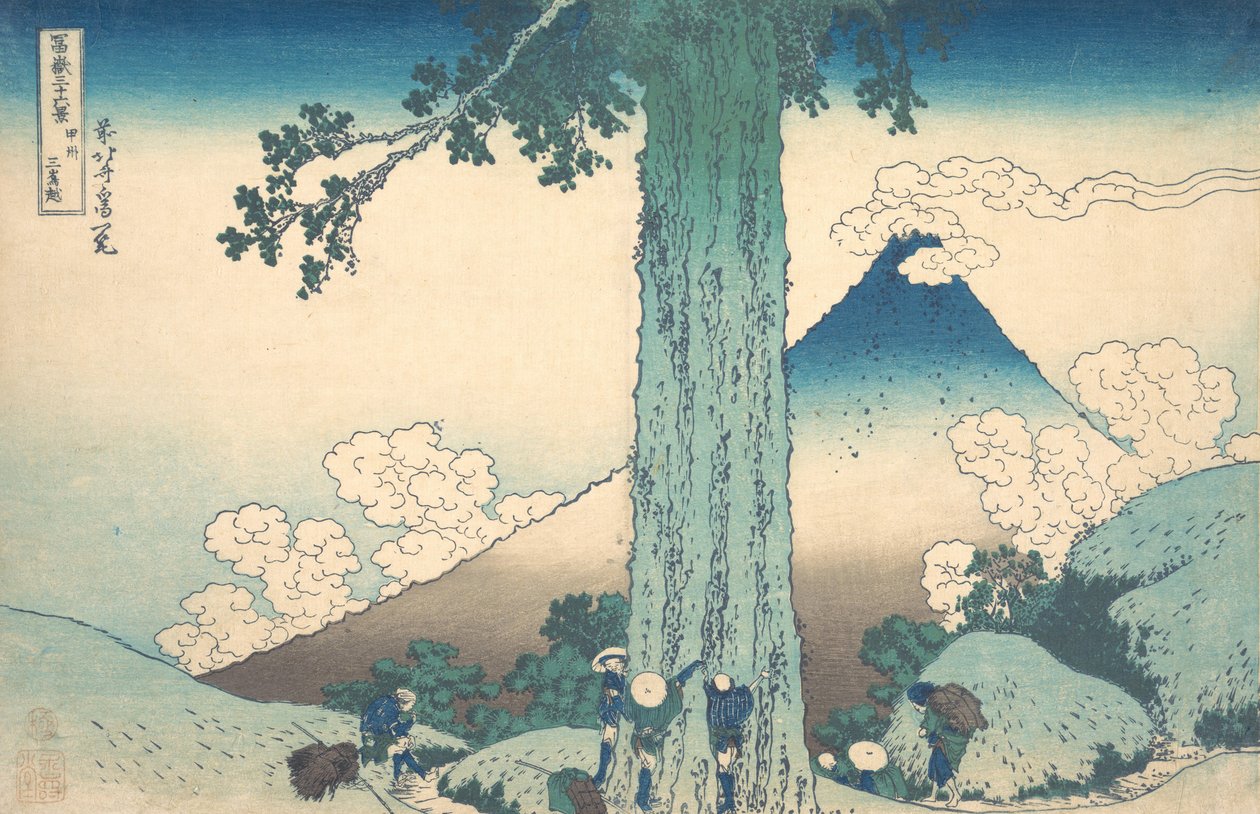 Mishima-pas in de provincie Kai, uit de serie Zesendertig gezichten, ca. 1830-32 door Katsushika Hokusai