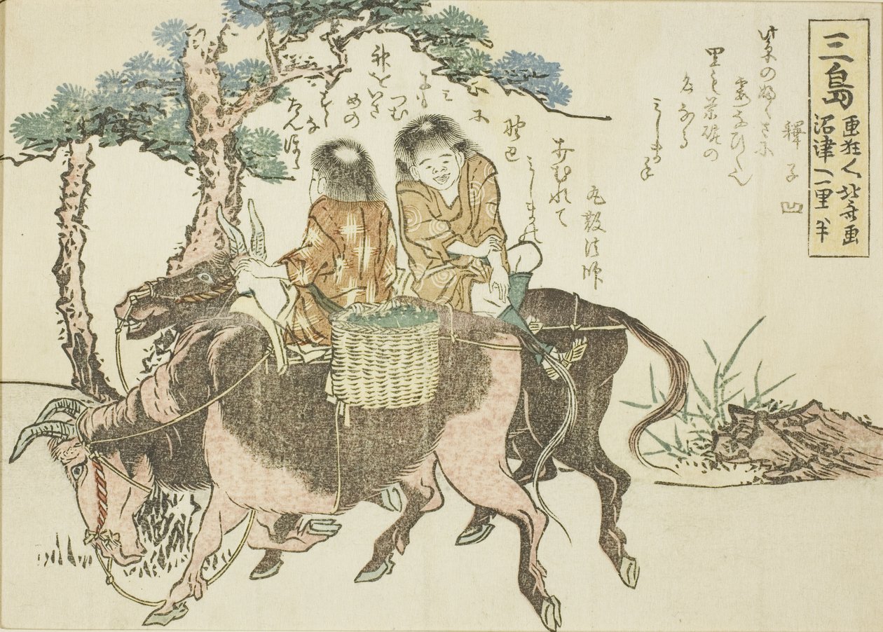 Mishima, uit een ongetitelde serie van de drieënvijftig stations van de Tokaido door Katsushika Hokusai
