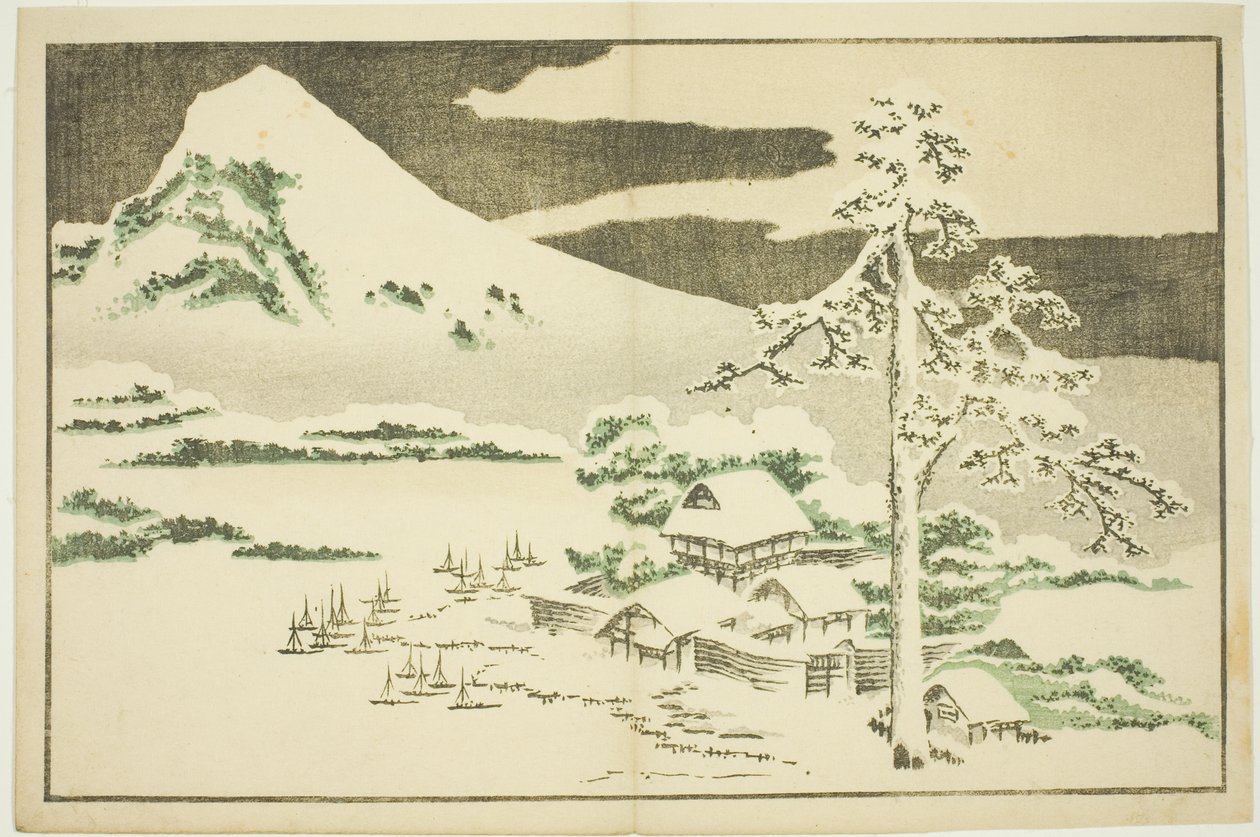 Mount Fuji in de winter, uit Het prentenboek van realistische schilderijen van Hokusai (Hokusai shashin gafu) door Katsushika Hokusai