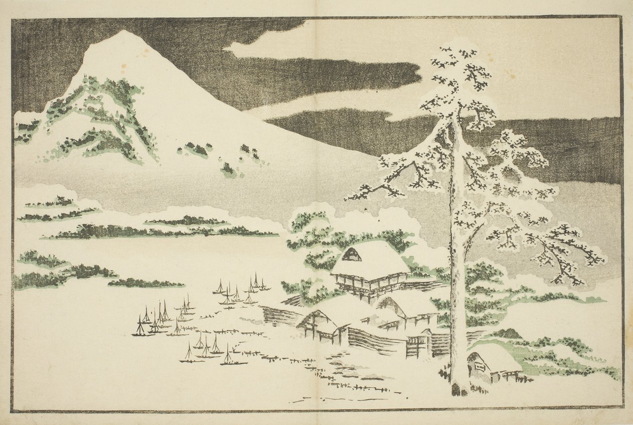Mount Fuji in de Winter, uit Het Prentenboek van Realistische Schilderijen van Hokusai door Katsushika Hokusai