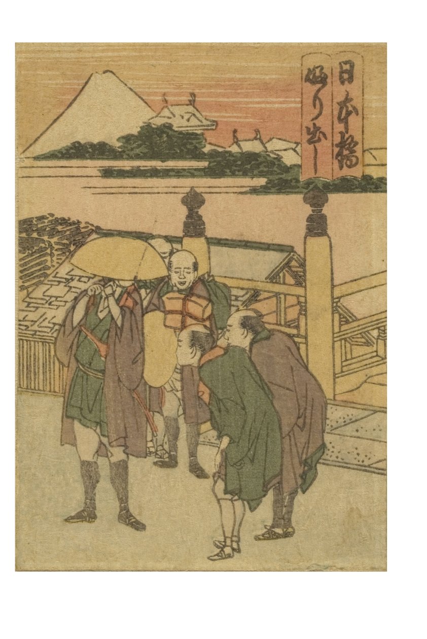 Nihonbashi station uit de serie 53 stations van de Tokaido door Katsushika Hokusai
