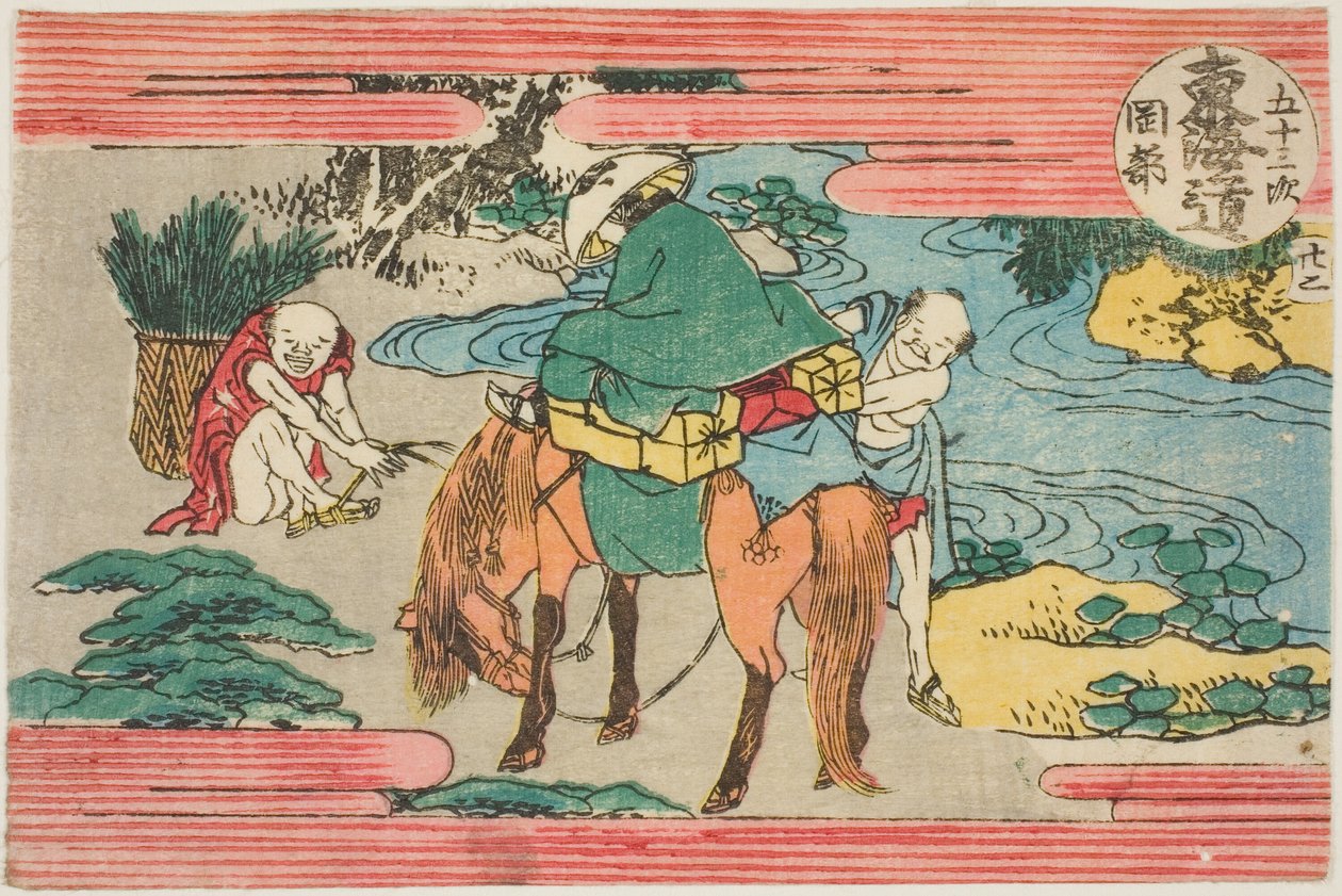 Nr. 22: Okabe, uit de serie "Drieënvijftig Stations van de Tokaido-weg" door Katsushika Hokusai