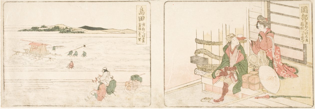 Okabe; Shimada door Katsushika Hokusai