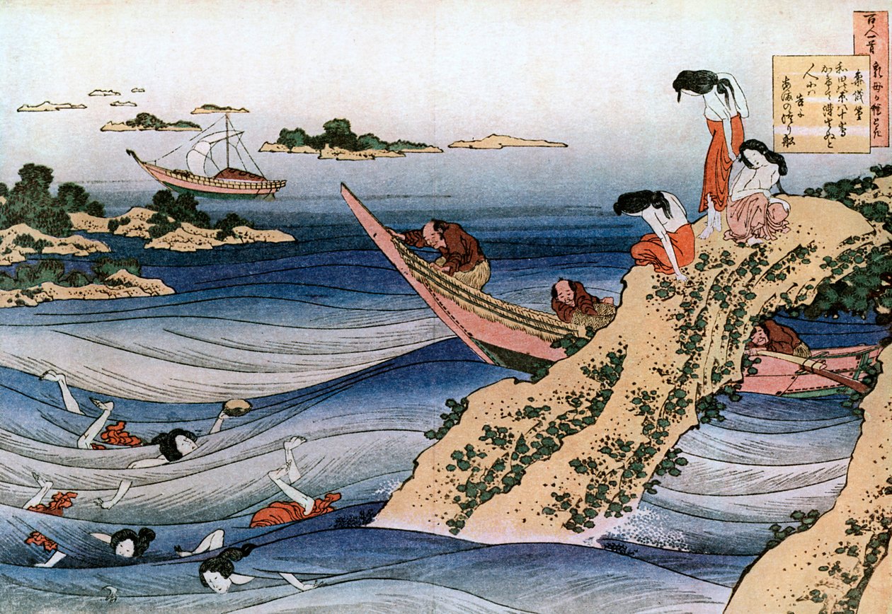 Oestervisserij, ca. 1785-1849 door Katsushika Hokusai