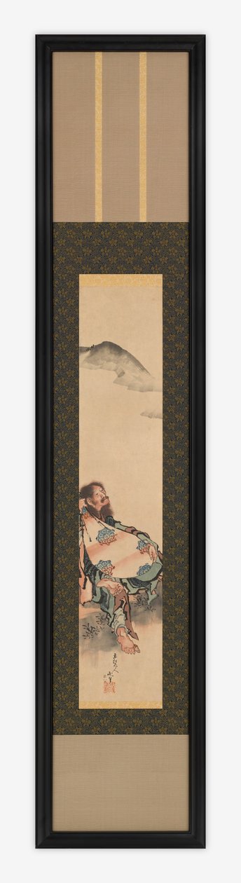 Dichter Semimaru met zijn luit in een tas, Edo-periode, 1839 door Katsushika Hokusai