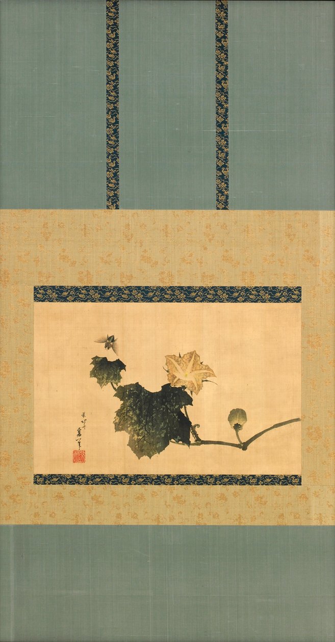 Pompoen en wijnstok en paardenvlieg, Edo-periode, c.1825 door Katsushika Hokusai
