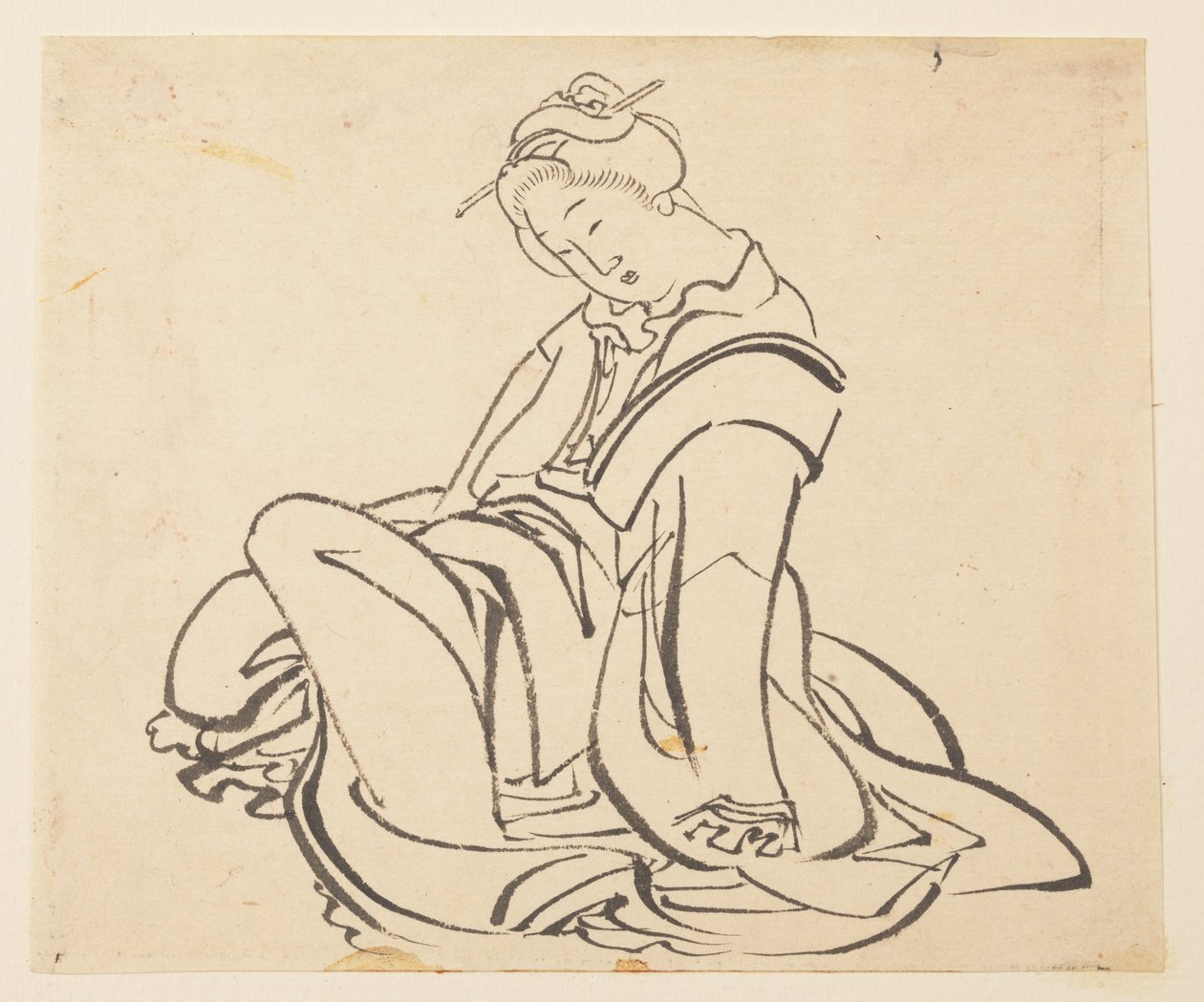 Zittende vrouw door Katsushika Hokusai