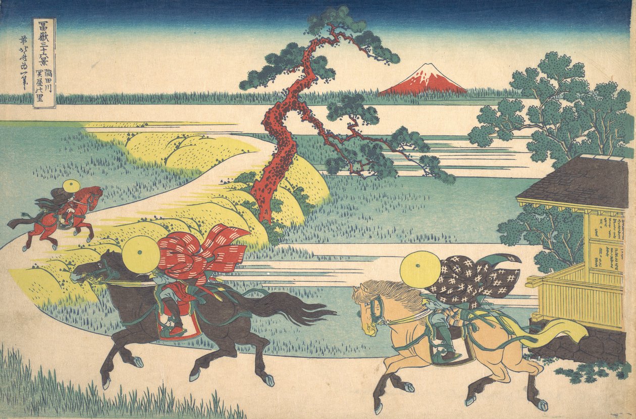 Sekiya-dorp aan de Sumida-rivier Sumidagawa Sekiya no sato, uit de serie Dit..., ca. 1830-32 door Katsushika Hokusai