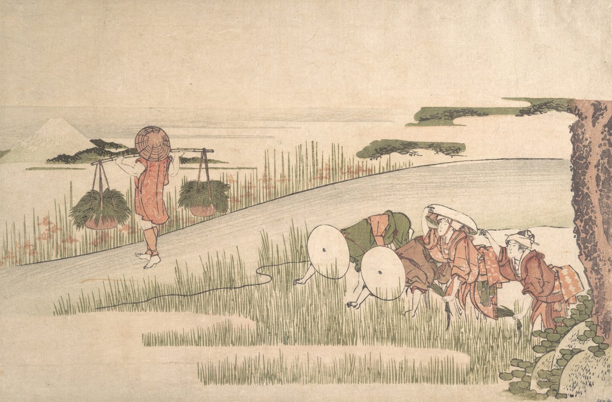 Lente in de rijstvelden door Katsushika Hokusai