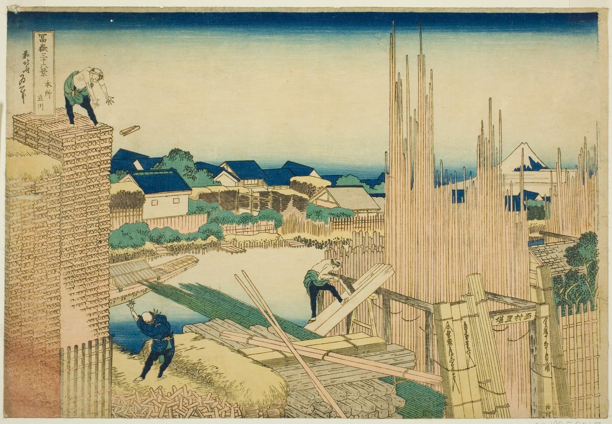 Tatekawa bij Honjo, uit de serie "Zesendertig Zichten op de Berg Fuji" door Katsushika Hokusai