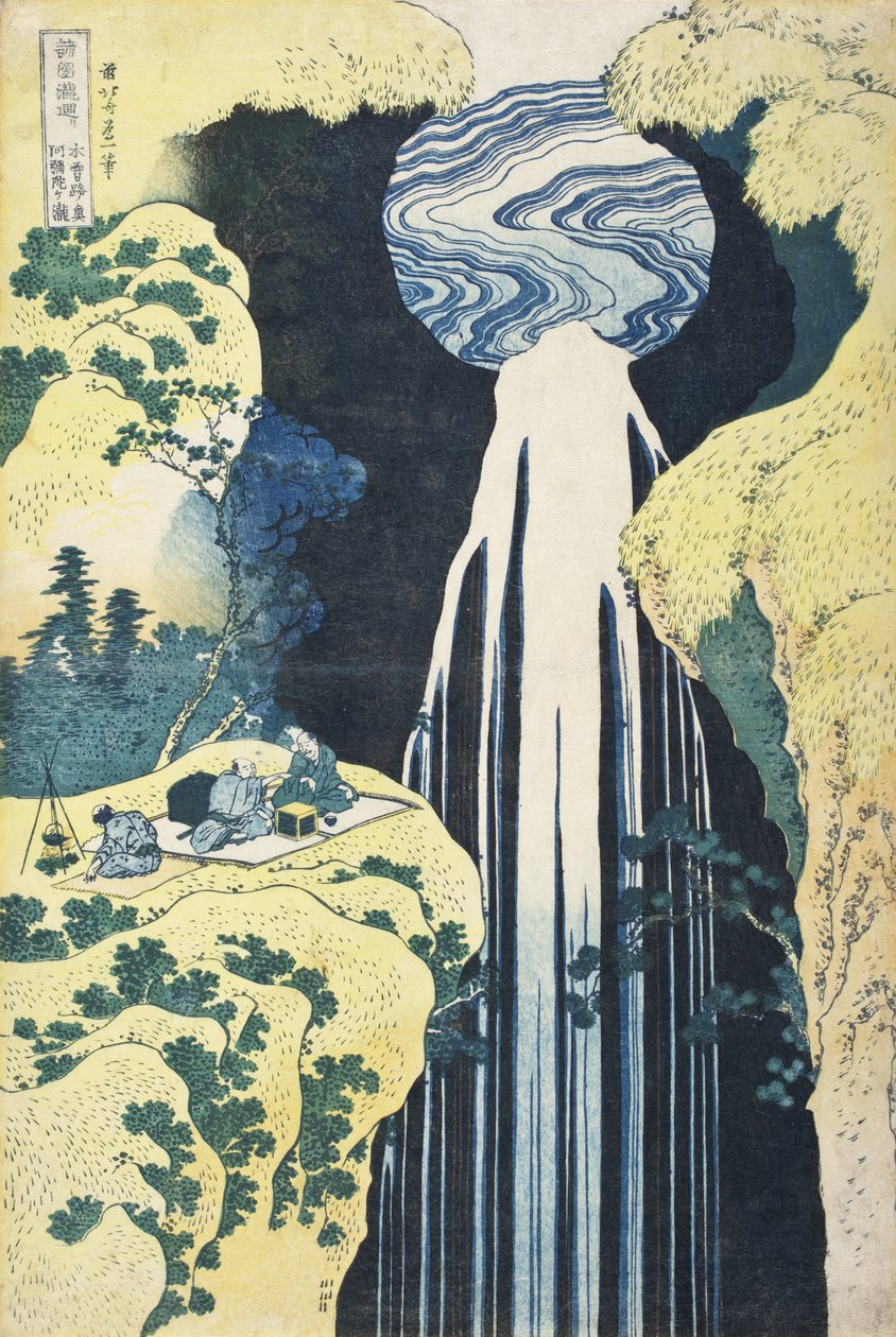De Amida-watervallen in de uithoeken van de Kisokaidō-weg door Katsushika Hokusai
