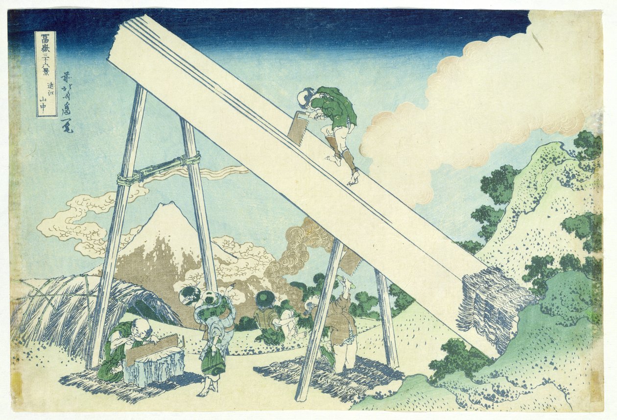 De zaagmolens door Katsushika Hokusai
