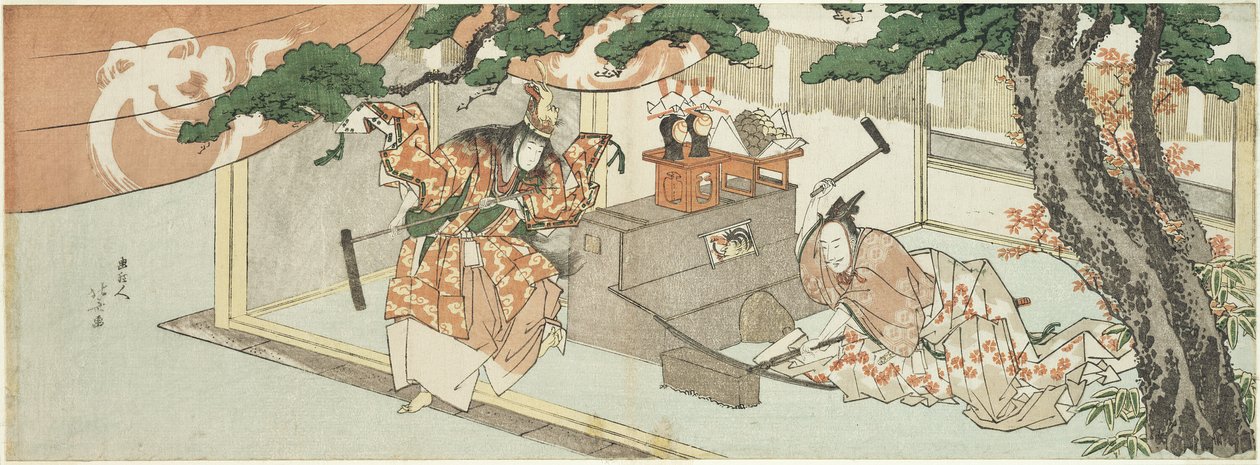 De zwaardsmid Munechika en de god van Inari door Katsushika Hokusai