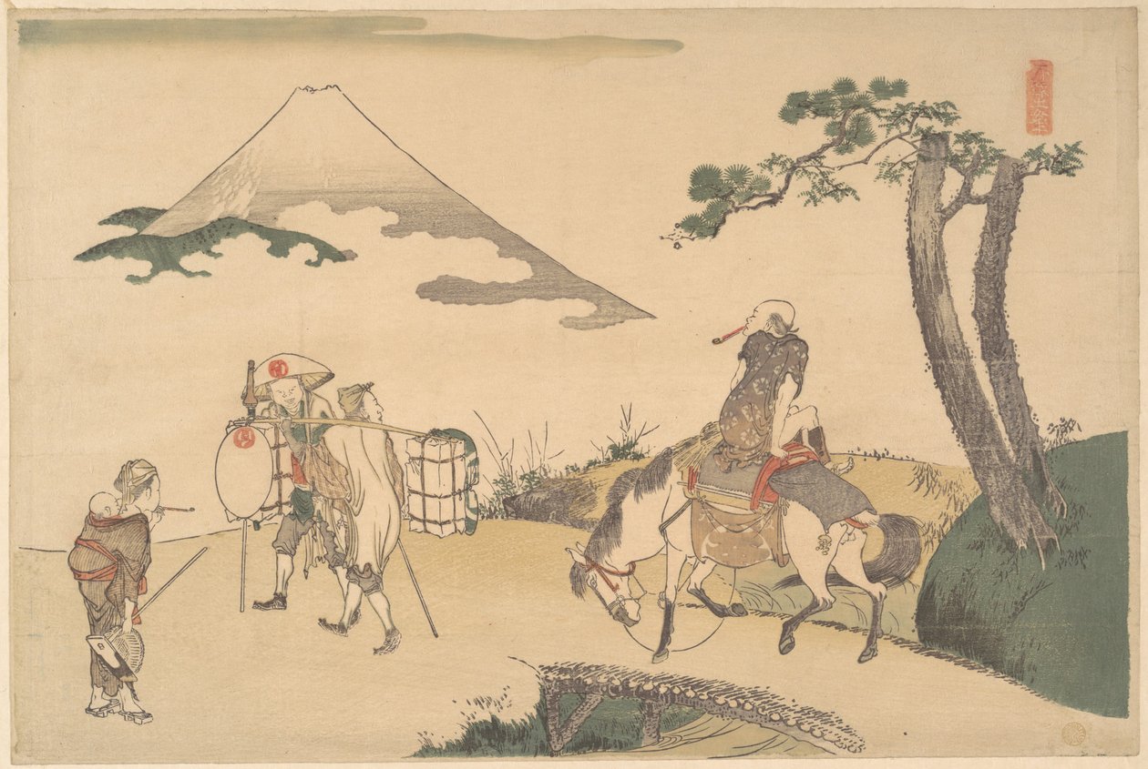 De top van de berg Fuji door Katsushika Hokusai