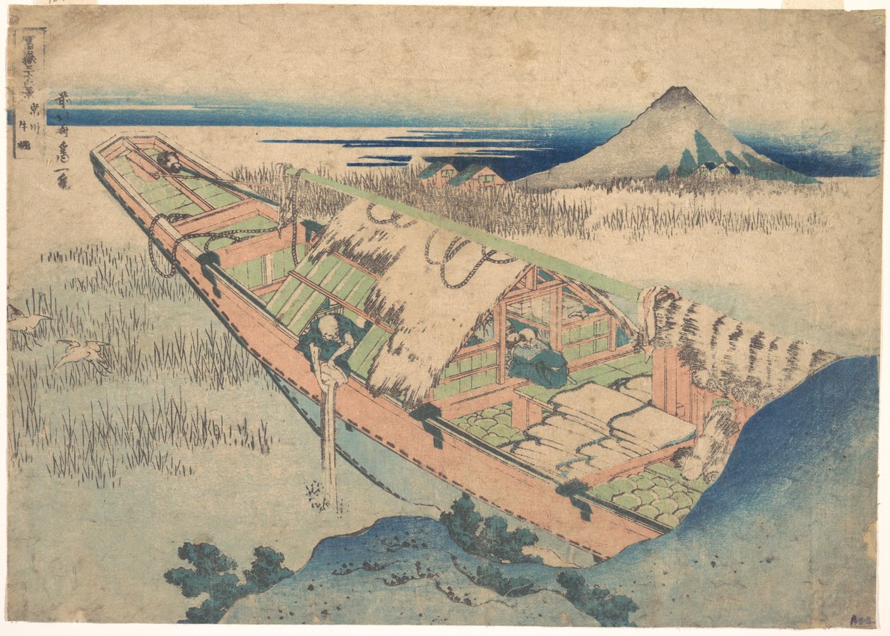 Ushibori in de provincie Hitachi (Jōshū Ushibori), uit de serie „Zesendertig gezichten op de berg Fuji“ (Fugaku sanjūrokkei) door Katsushika Hokusai