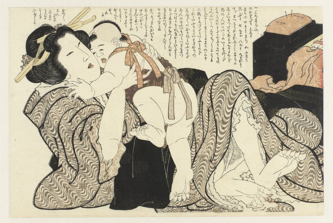 Vrouw met kind door Katsushika Hokusai