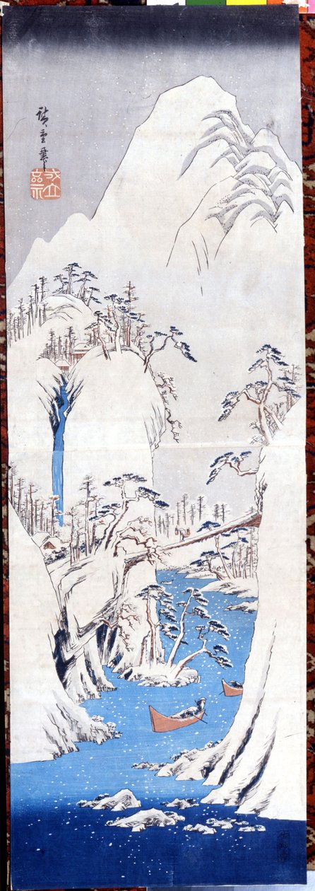 Winterlandschap, sd. Prenten van Katsushika (Utagawa) Hiroshige (1797-1858). door Katsushika Hokusai