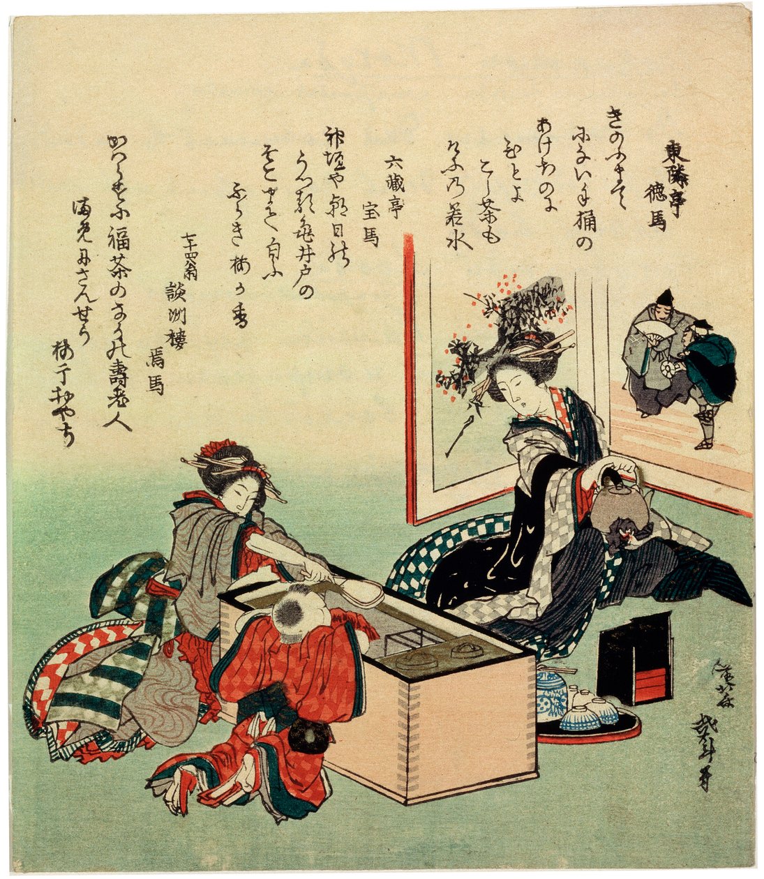 Vrouwen en een Jongen bij Brazier Hibachi, 1816 door Katsushika Hokusai