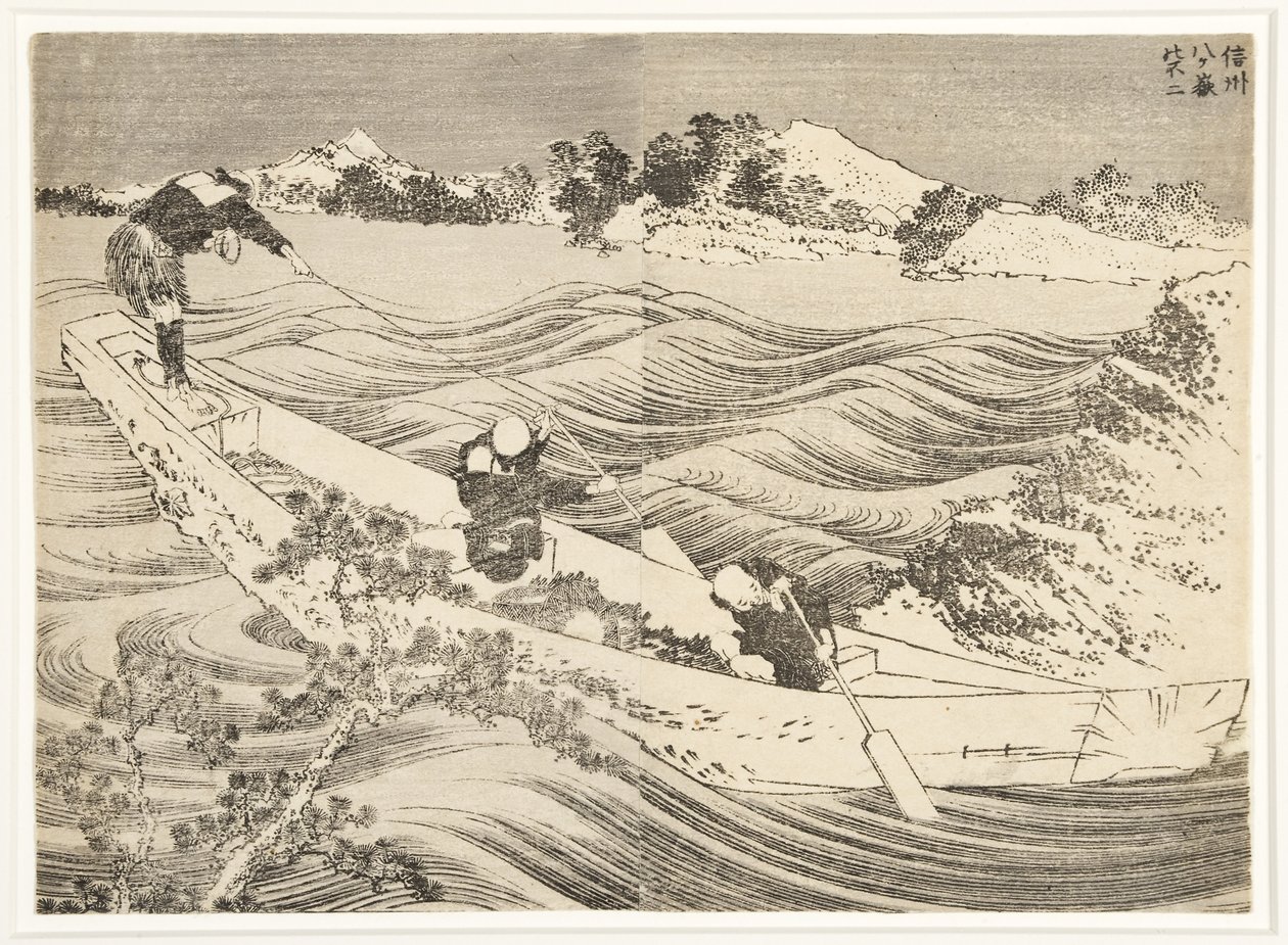 Yatsugatake in de provincie Shinano, 1834-35 door Katsushika Hokusai