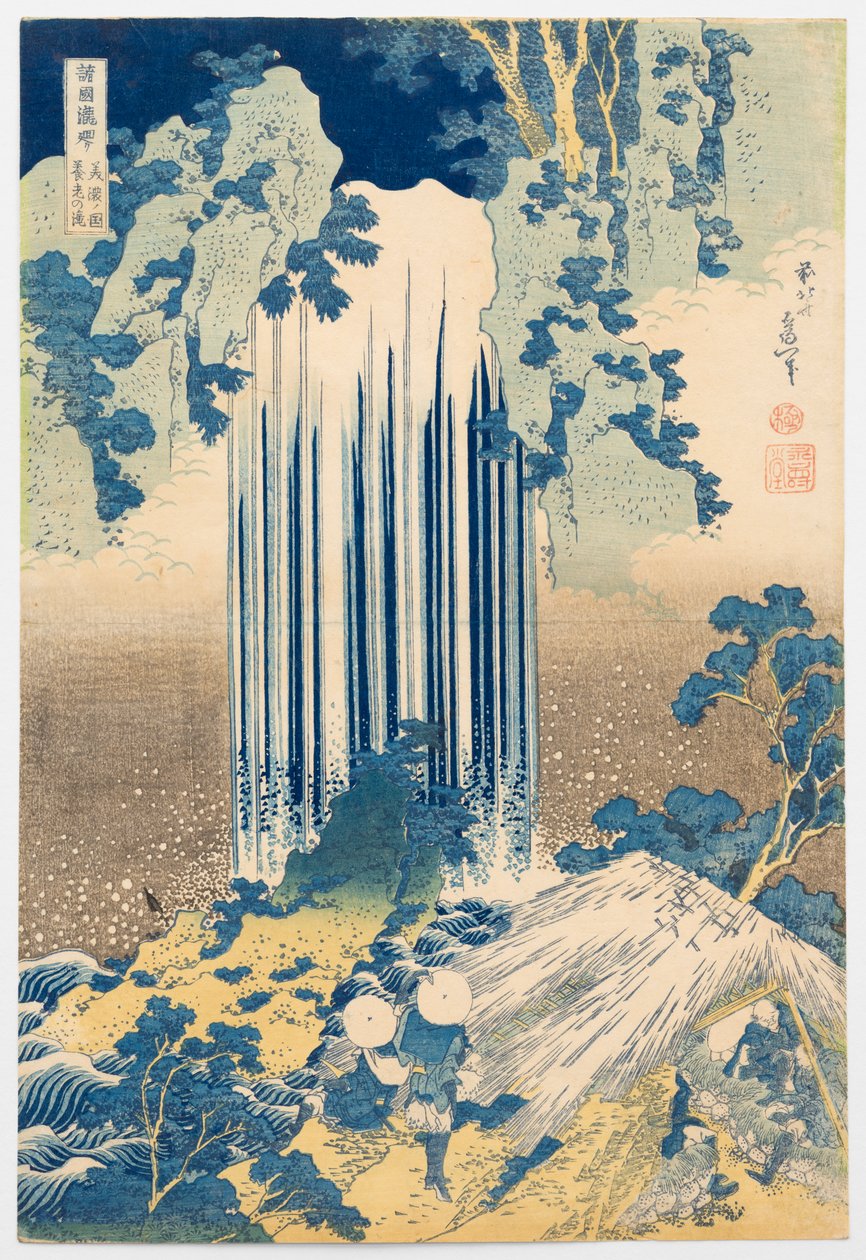 De Yōrō-waterval in de provincie Mino, uit de serie „Rondreis langs de watervallen in verschillende provincies“ door Katsushika Hokusai