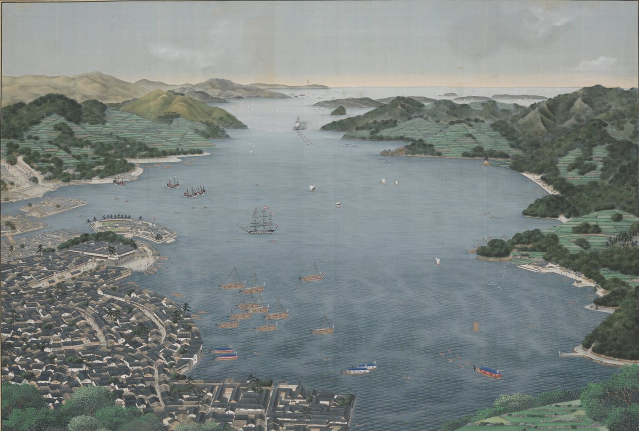 Haven van Nagasaki door Kawahara Keiga